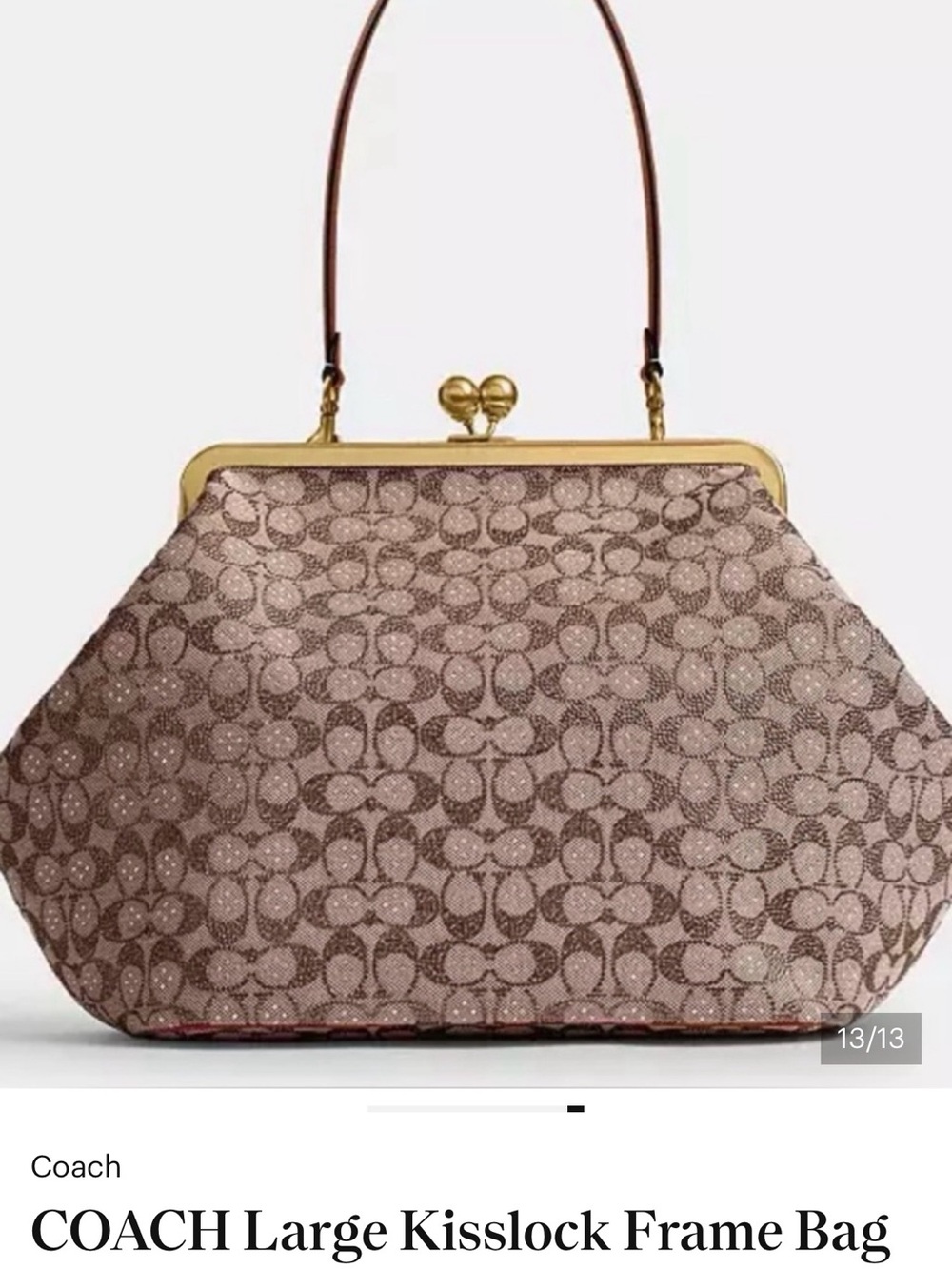 COACH Large Kisslock Frame Bag In Crystal Signature Jacquard